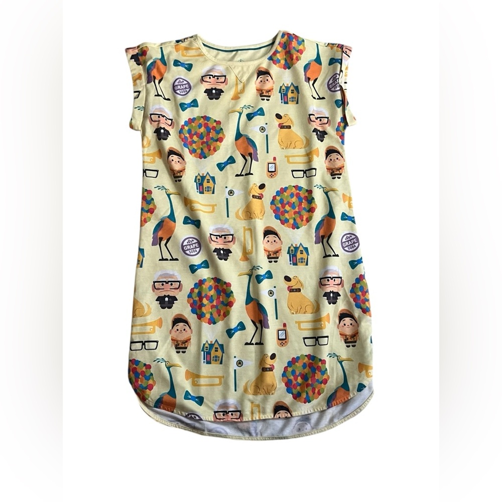 Disney Pixar “Up” Graphic Nightshirt Dress Yellow Multicolor Balloon Print XS/S - Picture 3 of 6